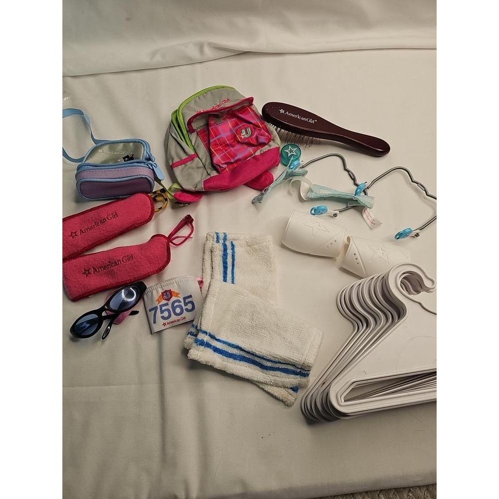 American Girl Doll Accessories Lot Medical Backpack Brush 12 Hangers Genuine AG